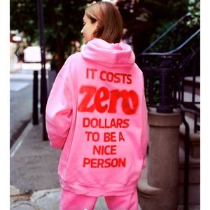 The Mayfair Group It Costs $0.00 To Be A Nice Person® Pink Hoodie